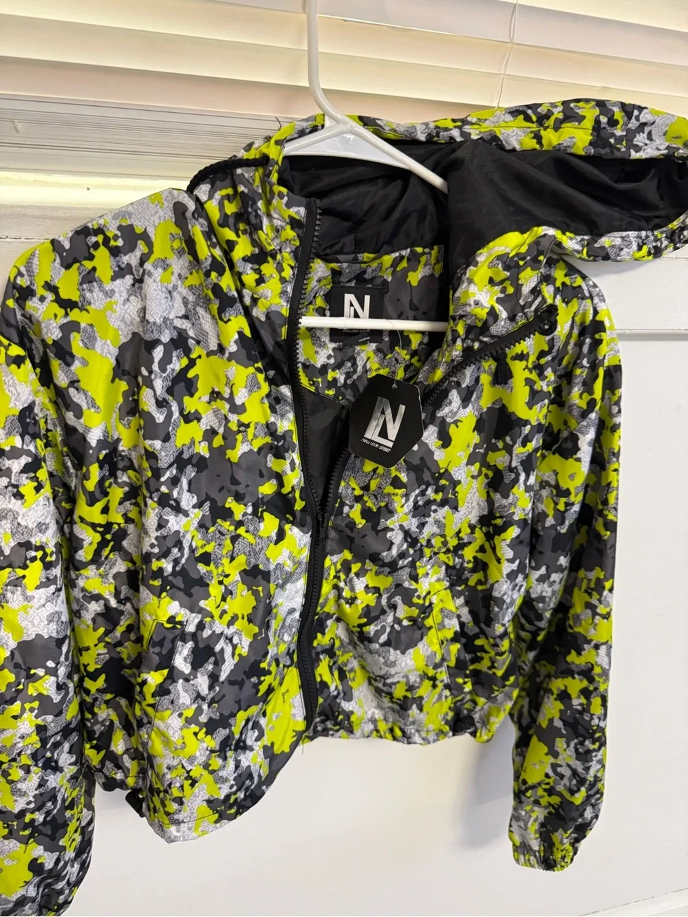 Neon Yellow & Black Camouflage Windbreaker Jacket